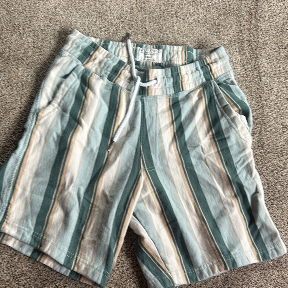 Free Planet Athletic Shorts Green and Tan Lightweight